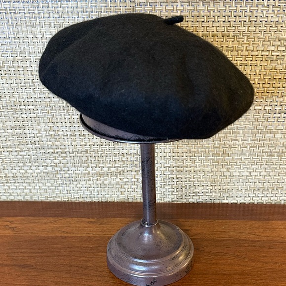 VTG 2000s Black 100% Wool Basque Beret - Picture 2 of 6
